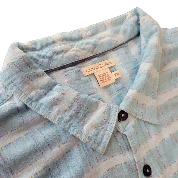 Carbon2Cobalt Men's XXL Blue Button-down Long Sleeve w/ Multi-color Detailing - Picture 10 of 14